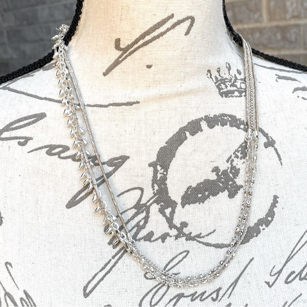 Stella & Dot Silver Double Strand Necklace - Picture 6 of 8